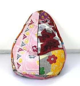 Hecho a mano Vintage Algodón Kantha Floral Bohemio Bean Bag Sacco Silla Otoma... - Imagen 1 de 5