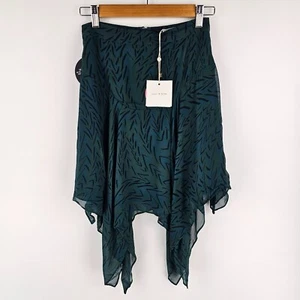 Sass & Bide Orchid Club Skirt Womens Size 6 Green Hi Low Hem Lined Back Zip NWT - Picture 1 of 9