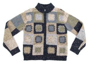 Vintage Dressbarn Sweater Womens Medium Patchwork Full Zip Mock Neck Cottagecore - Picture 1 of 10