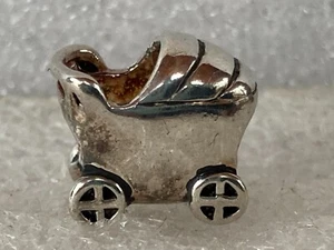 Authentic Chamilia Baby Carriage Buggy Sterling Silver Bead Charm - Picture 1 of 3