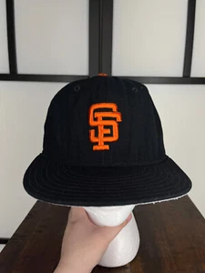 VINTAGE San Francisco Giants Hat Cap Fiited Adult 7 Black Polyester MLB Made USA - Picture 1 of 13