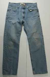 Levis 505 Regular Fit Tapered Light Wash Blue Distressed Faded Jeans W34 L31* - Picture 1 of 12