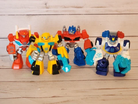 Playskool Heroes Transformers Rescue Bots Lot of 4 Optimus Bumblebee Chase 3.5" Cover