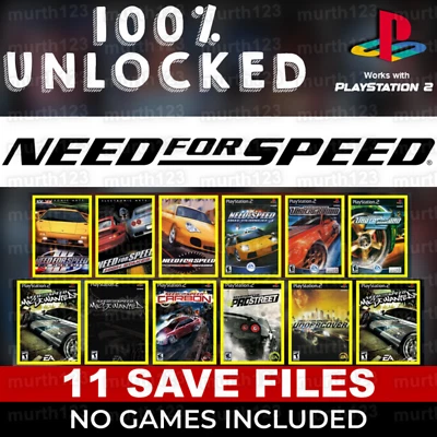 Need For Speed 100% Save Pack 8MB PS2 Memory Card Unlocked Complete 2024 - Image 1 of 4