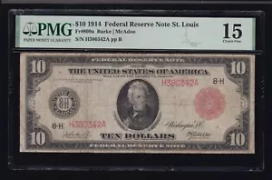 US 1914 $10 FRN St Louis Red Seal FR 899a PMG 15 Ch Fine (342) - Picture 1 of 2