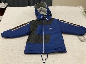 Kids Converse Performance Hooded Jacket SZ 7 Blue Black NWT Drawstring Waist - Picture 1 of 24