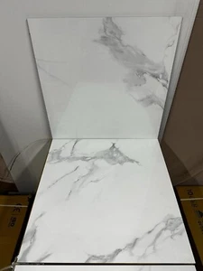 Calacatta White Grey 60x60cm Glossy Porcelain Wall & Floor tiles PLENTY STOCKS - Picture 1 of 4