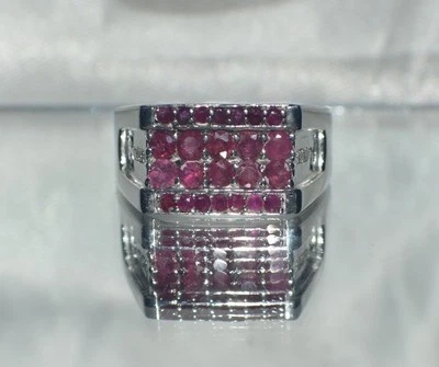  ANILLO RUBÍ AFRICANO NATURAL Y 4 DIAMANTES GENUINOS CENA CÓCTEL DÍA DEL PADRE Foto 1 de 4