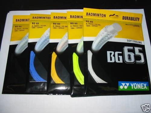 5 Packss of YONEX Badminton String, BG-65 Many colours. Durable, Made in Japan