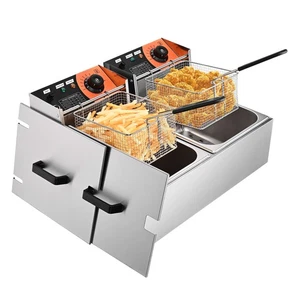 WeChef 24L 5000W Electric Deep Fryer Countertop Stainless Steel Dual Tank - Picture 1 of 12