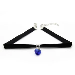 Choker Necklace Black Velvet with Crystal Ribbon Choker Pendant For Women - Picture 1 of 12