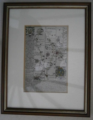 c 1720 Дорожная карта Короли Линн - Тетфорд гравировка ручной цвет Оуэн и Боуэн - Изображение 1 из 2