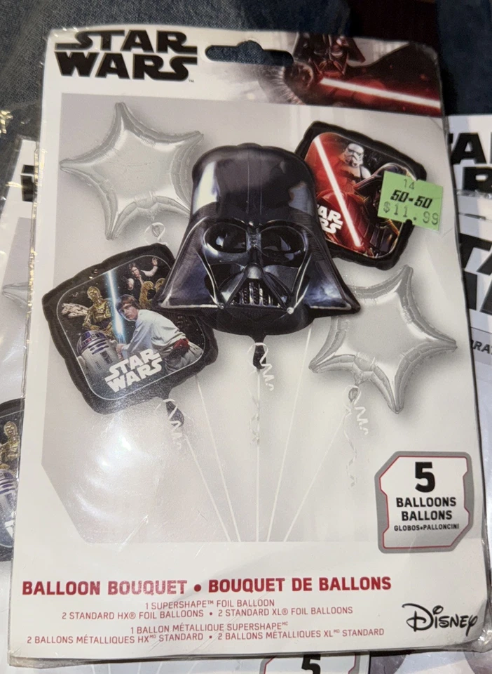 Star Wars Darth Vader Foil Balloons 5 Pieces Bouquet Party Disney New - Image 1 of 1