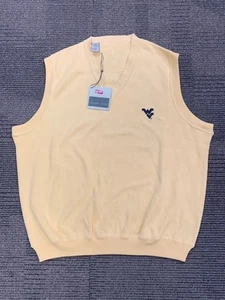 NWT West Virginia Mountaineers Cutter And Buck Yellow Sweater Vest Men's M - Picture 1 of 2