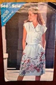 Vintage Butterick See & Sew Pattern #3808 Size A (8-10-12) - Imagen 1 de 2