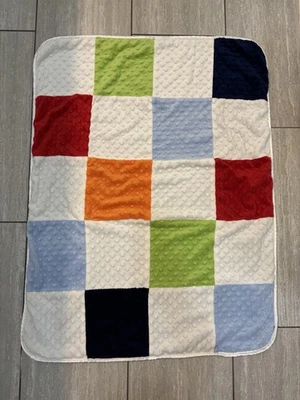 Manta Sherpa Circo Baby Boy Patchwork Minky Dot Azul Rojo Verde Naranja Primaria Foto 1 de 4
