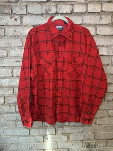 Vintage Fieldmaster Mens Shirt Large Flannel Wool Blend Outdoor Work Chore Flaws - Picture 1 of 14