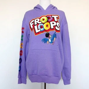 Froot Loops Kellogg’s Cereal Hoodie Mens Size Medium Sweatshirt Purple Colorful - Picture 1 of 7