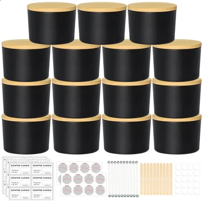 4Oz Candle Jars 15 Pack, Small Black Glass Empty Candle Jars for Making Candles  - Image 1 of 4