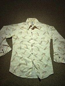 Vintage Kennington x Mickey Mouse Shirt -Youth 18- Beige Button Down 70s - Picture 1 of 14