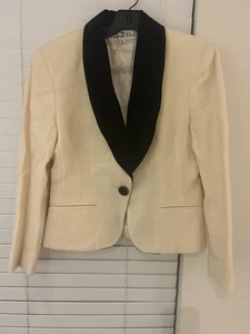 Christian Dior Vintage Jacket , Sz 4 , Color- Cream With Black Collar - Picture 1 of 12