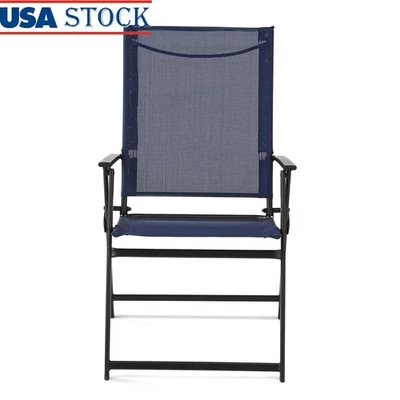 Juego de 2 sillones plegables para patio exterior con honda ligera de acero nuevo Foto 1 de 4