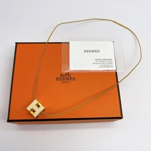 Hermes Gold H-Shaped Pendant Necklace Used - Picture 1 of 13