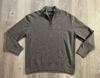 Barbour Wool Blend Quarter-Zip Sweater, Mock Neck, Gray, Size XXL EUC - Image 1 of 4