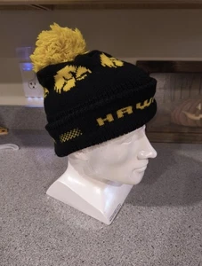 Iowa Hawkeyes Beanie Logo Black Winter Knit Hat Cap Cuffed Pom - Picture 1 of 7