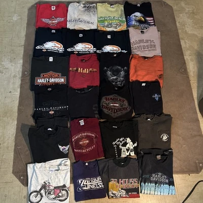 Vtg Lot 25 Motorcycle & Harley Davidson T Shirts  XXL - M Single Stitch - Y2K - Image 1 of 4