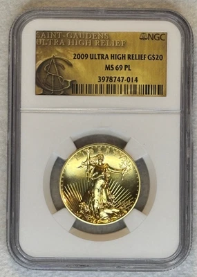 2009 $20 Ultra High Relief St Gaudens Double Eagle 1 oz .9999 Gold NGC MS69 PL - Image 1 of 2