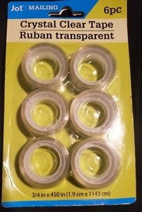 Jot Crystal Clear Transparent Refillable Tape 6 Rolls 3/4"x 450" each Pack Of 2 - Picture 1 of 1