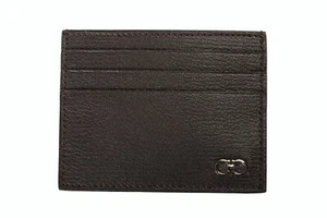 Estuche para tarjetas Salvatore Ferragamo marrón oscuro de cuero 100 % texturizado para hombre - Imagen 1 de 5