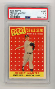 1958 Topps Mickey Mantle #487 All Star PSA 5 EX New York Yankees