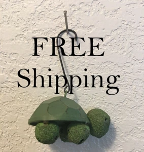 CLEARANCE *Vintage Green BELL TURTLE Hanging Ornament  2-1/2" - Picture 1 of 9