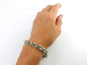 Handmade Taxco Mexican 925 Sterling Silver Chain Bracelet 6.9"/17.5cm, 36 grams - Picture 1 of 12