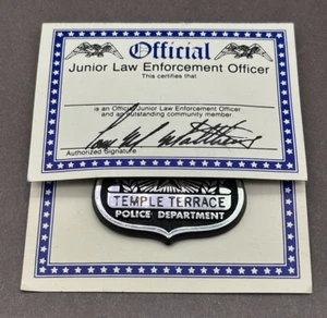 Vintage Official Junior Law Enforcement Badge Temple Terrace PD 1990 Stoffel Toy - Picture 1 of 5