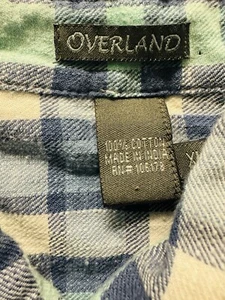 Overland Men’s Long Sleeve Plaid Shirt 100% Cotton Size XL Blue/Green - Picture 1 of 6