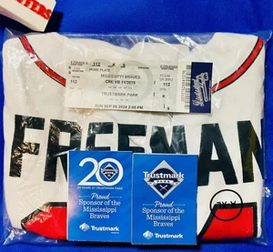 FREDDIE FREEMAN ROOKIE JERSEY XL #34 W TICKET SCHEDULE MISSISSIPPI BRAVES MINOR - Picture 1 of 12