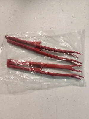 (4)Tupperware #8169A-3 Lobster Oyster Crab Fork Pick Red FREE US SHIP - Image 1 of 3