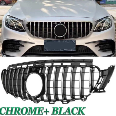 For Mercedes-Benz W213 E350 E400 2016-20 Black & Chrome GT R Front Grill Grille - Imagem 1 de 4