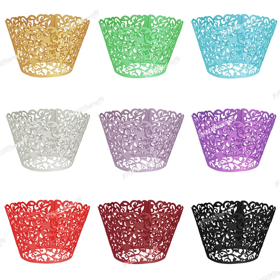 20pcs Filigree Vine Cupcake Wrappers Wraps Case Laser Cut Wedding Birthday Party