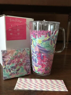 Lilly Pulitzer It Was All A Dream GWP PITCHER PARTY SET + Napkins & Straws NEW - Image 1 of 3