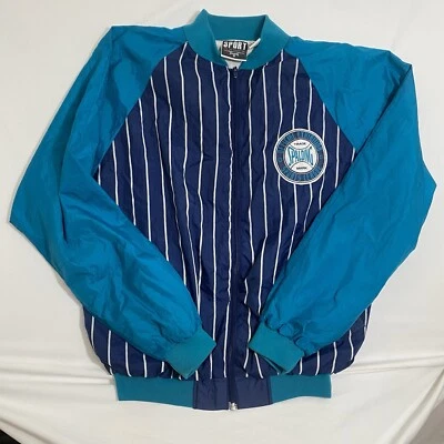 VTG Spalding Windbreaker Jacket Mens Medium Blue Striped Bomber Full Zip 90s Y2K - Image 1 of 4