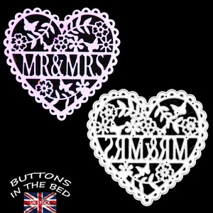 MR & MRS Heart Metal Cutting Die, Stencil, Wedding, Anniversary, Card making, G3 - Picture 1 of 7