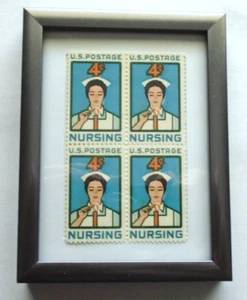 1961 US Stamps (4 Cent) Black Framed Four Nursing Plate Block UR #27089/27096 - Picture 1 of 2