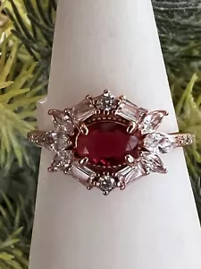 NWT size 9 BP Ring RBP3666 ‘ChaseYourDreams’ LC Dark Ruby Sterling/RoseGood Pl - Picture 1 of 12