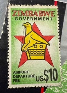 BRITISH AIRWAYS TICKET AUSTRALIA ZIMBABWE AIRPORT DEPARTURE TAX REVENUE STAMPS - Picture 1 of 9
