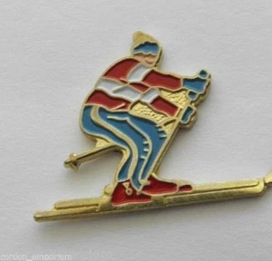 SKIING SKIER SPORTS WINTER SPORT EMBLEM LAPEL PIN BADGE 1 INCH - Picture 1 of 1