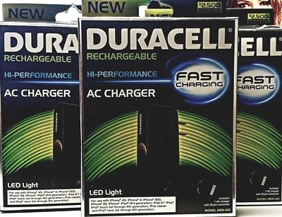 Cargador de CA Duracell de alto rendimiento, carga rápida. IPAD, IPHONE, IPOD MEN-642 Foto 1 de 4